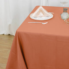 Polyester Square 90"x90" Tablecloth Terracotta (Rust) - Wrinkle-Resistant & Durable Table Cover
