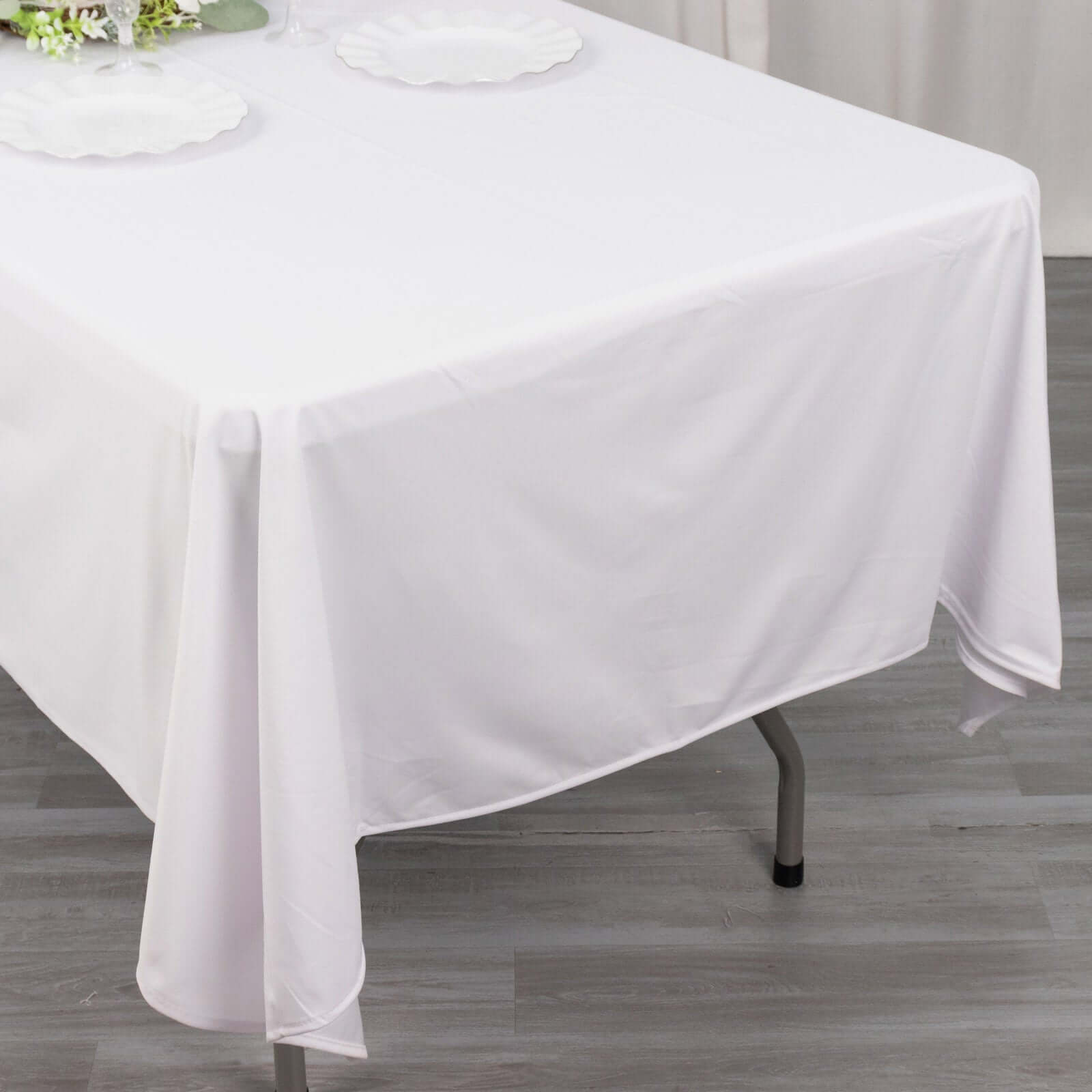 Scuba Rectangular 60"x102" Tablecloth White - Wrinkle Free & Stain Resistant Table Cover for Weddings and Banquets