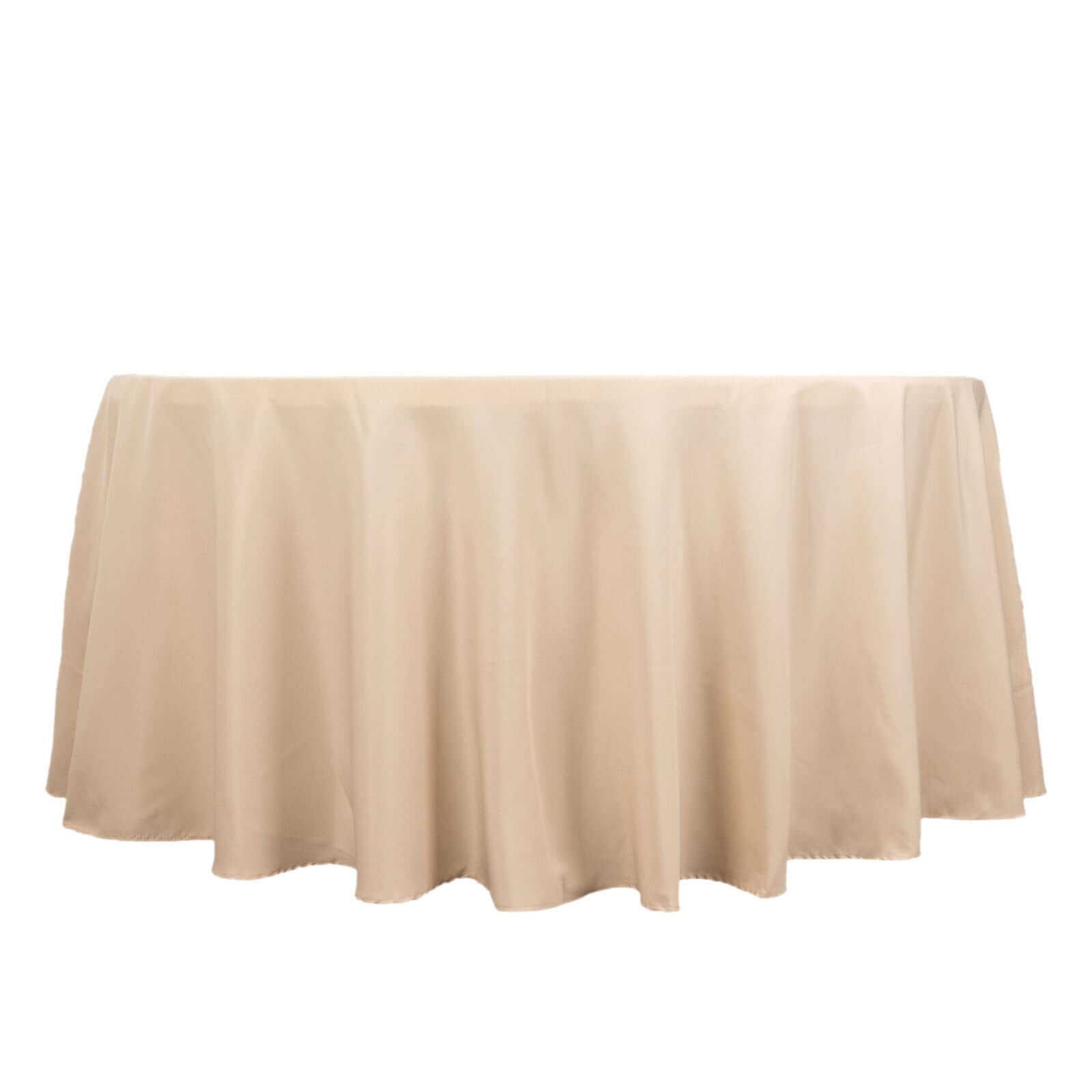 Premium Polyester 120" Round Tablecloth Beige - Seamless 220GSM Wrinkle-Resistant Table Cover