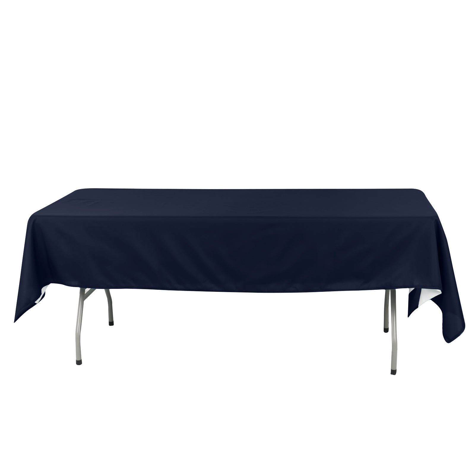 Cotton Blend 60"x102" Rectangle Tablecloth Navy Blue - Wrinkle-Resistant Table Cover