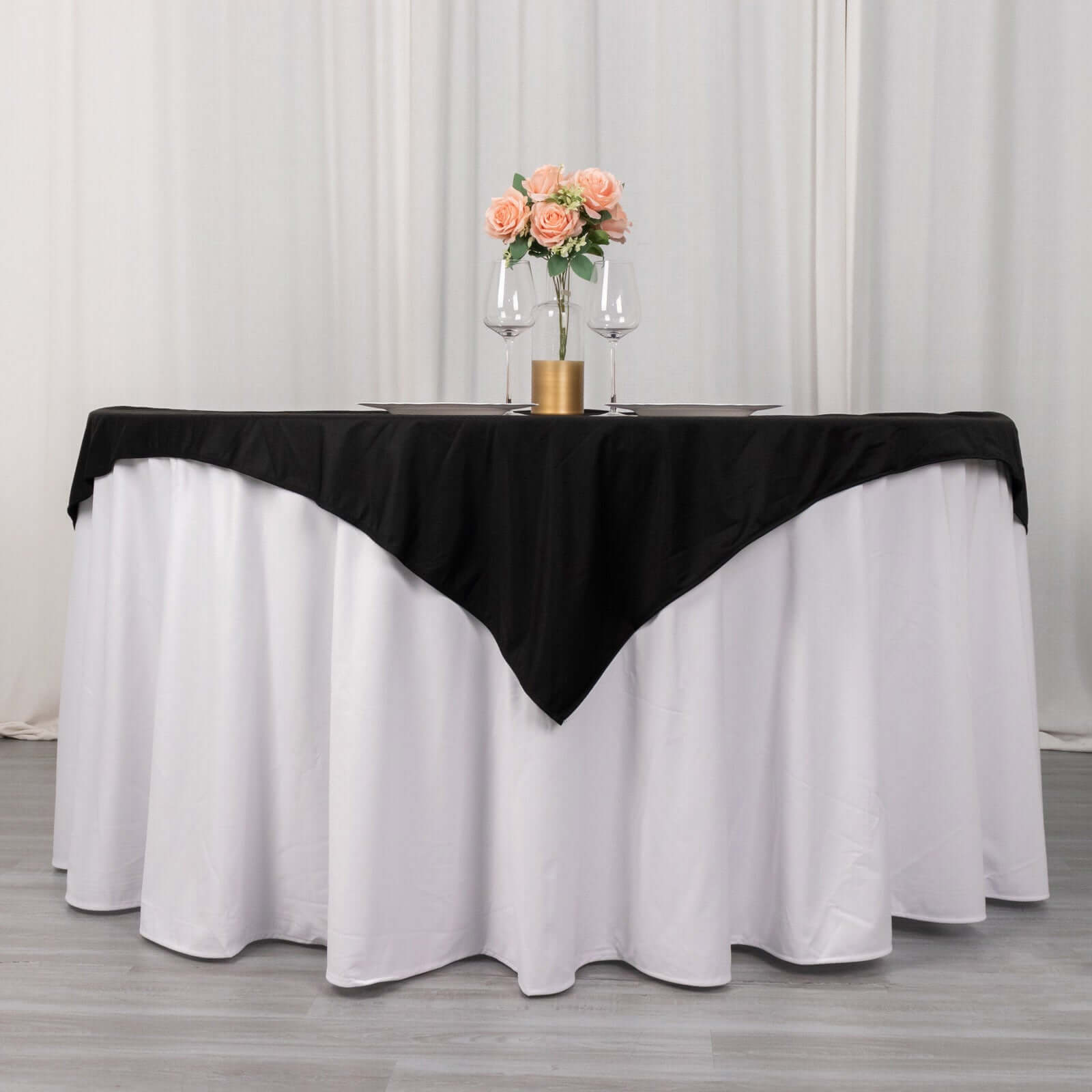 Scuba 54"x54" Table Overlay Square Tablecloth Black - Wrinkle Free & Stain Resistant Table Cover