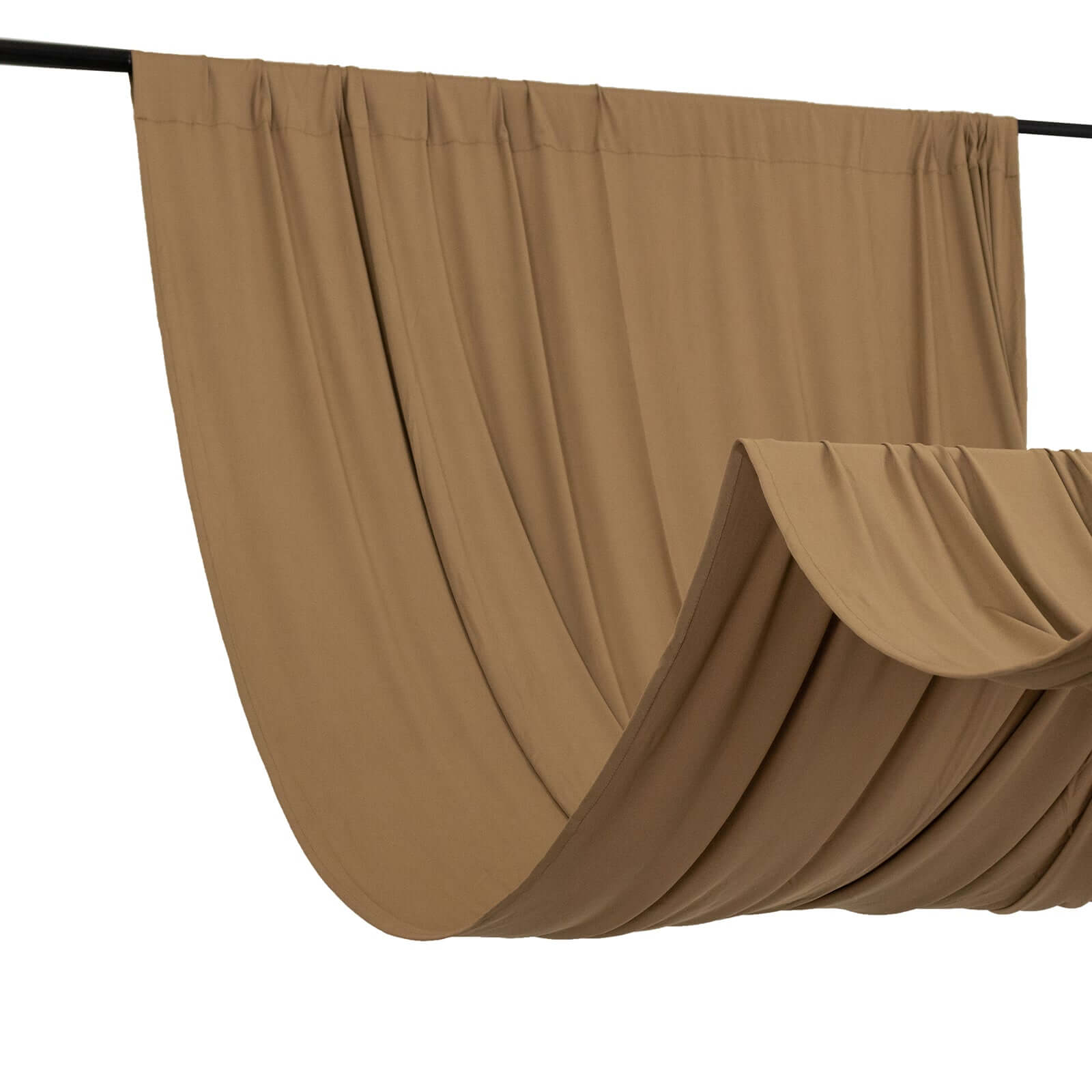 Taupe 4-Way Stretch Spandex Event Curtain Drapes, Wrinkle Free Backdrop Event Panel with Rod Pockets - 5ftx14ft