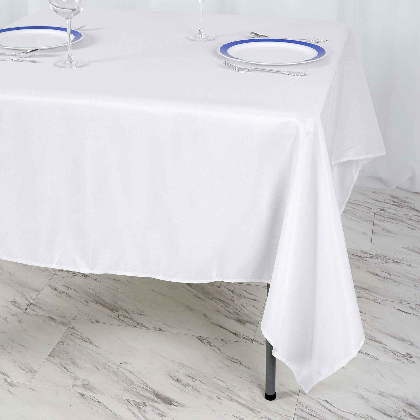 Polyester Square 70"x70" Tablecloth White - Wrinkle-Resistant & Durable Table Cover for Events