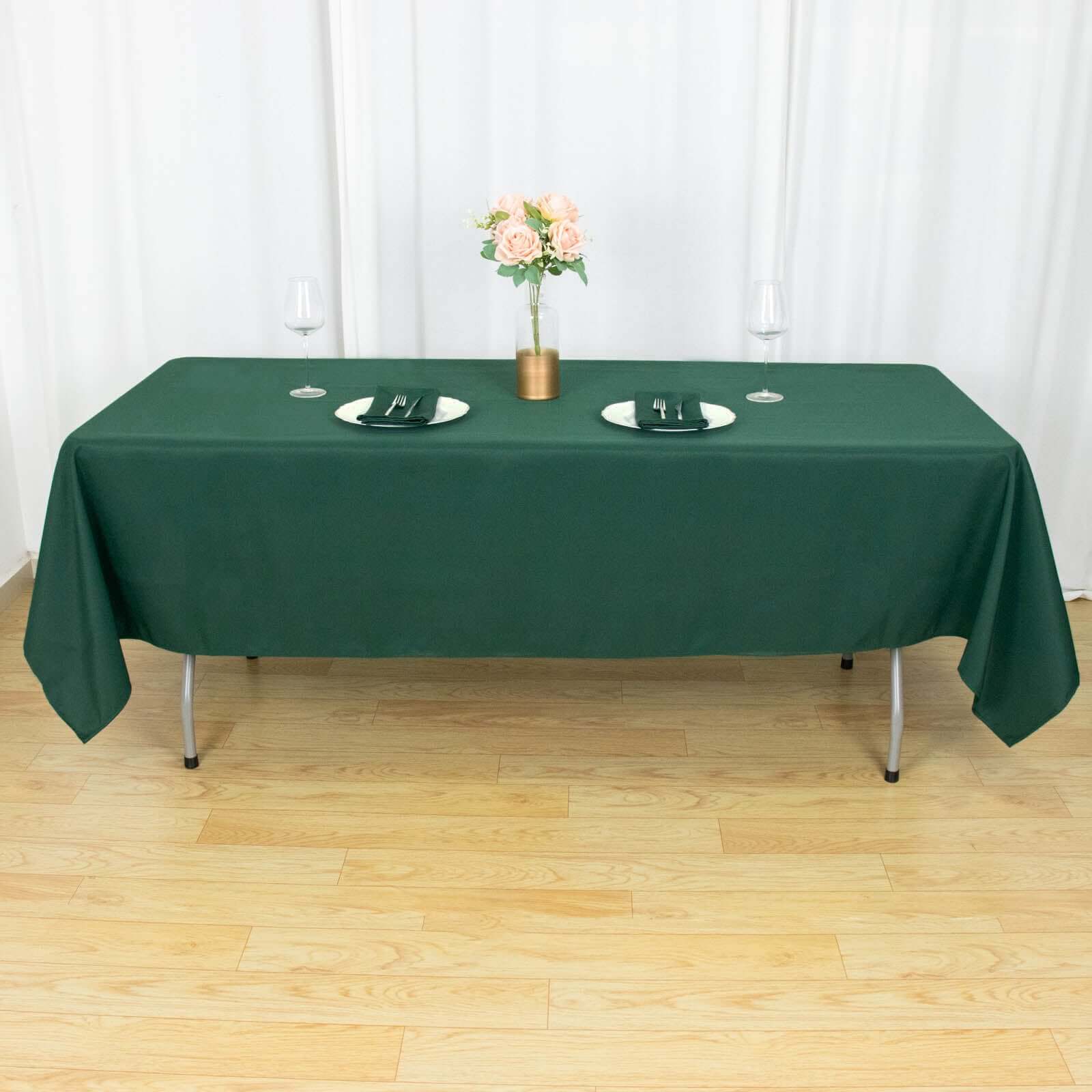 Premium Polyester 60"x102" Rectangle Tablecloth Hunter Emerald Green - Durable 220GSM Wrinkle-Resistant Table Cover