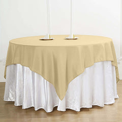 Polyester 70"x70" Table Overlay Square Tablecloth Champagne - Wrinkle-Resistant & Durable Table Cover