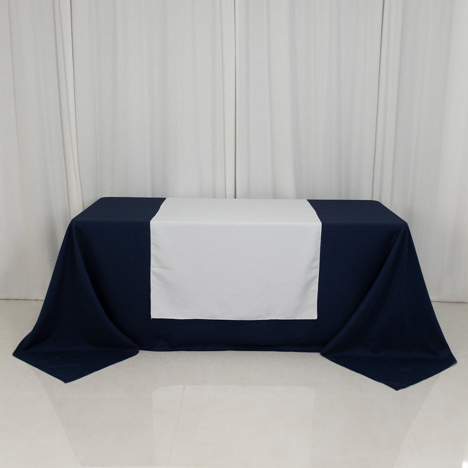 Wide Polyester 36"x72" Table Runner White - Durable Trade Show Table Linen