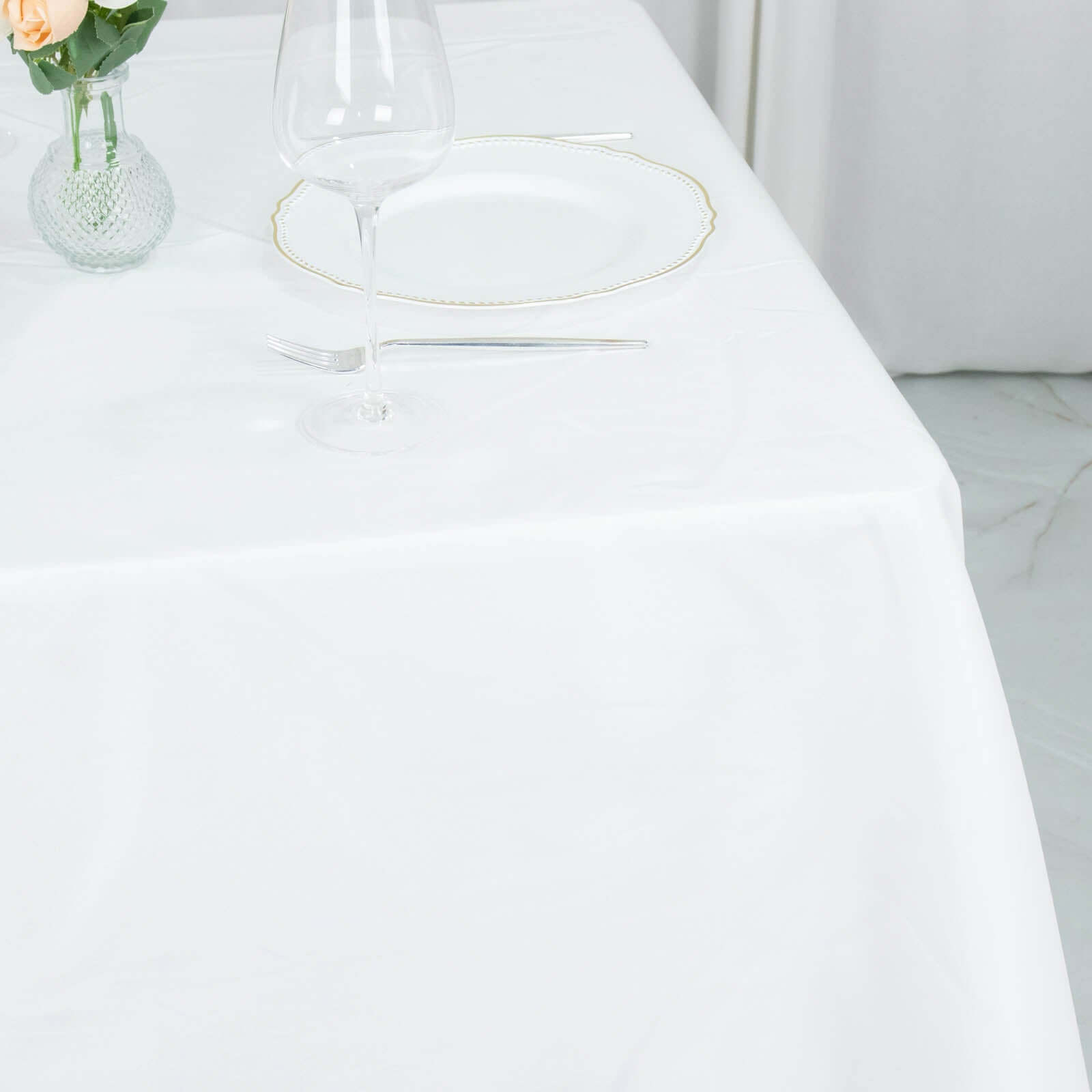 Premium Polyester Square Tablecloth 70"x70" White 220GSM Wrinkle-Resistant Table Cover for Stylish Gatherings