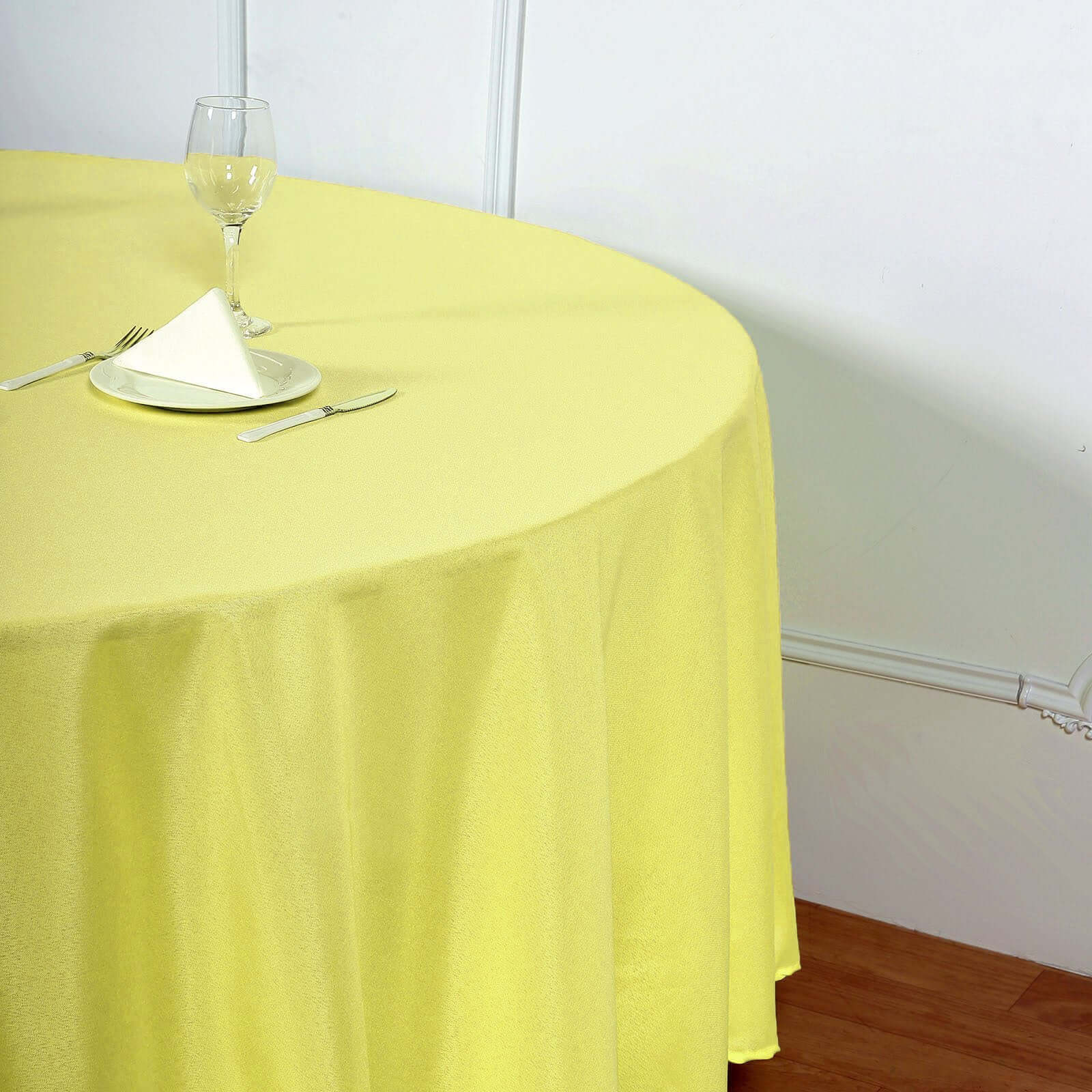 Polyester 108" Round Tablecloth Yellow - Wrinkle-Resistant Table Cover