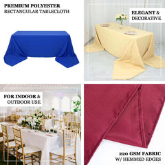 Premium Polyester 90"x156" Rectangle Tablecloth Dusty Blue - Seamless 220GSM Stain-Resistant Table Cover