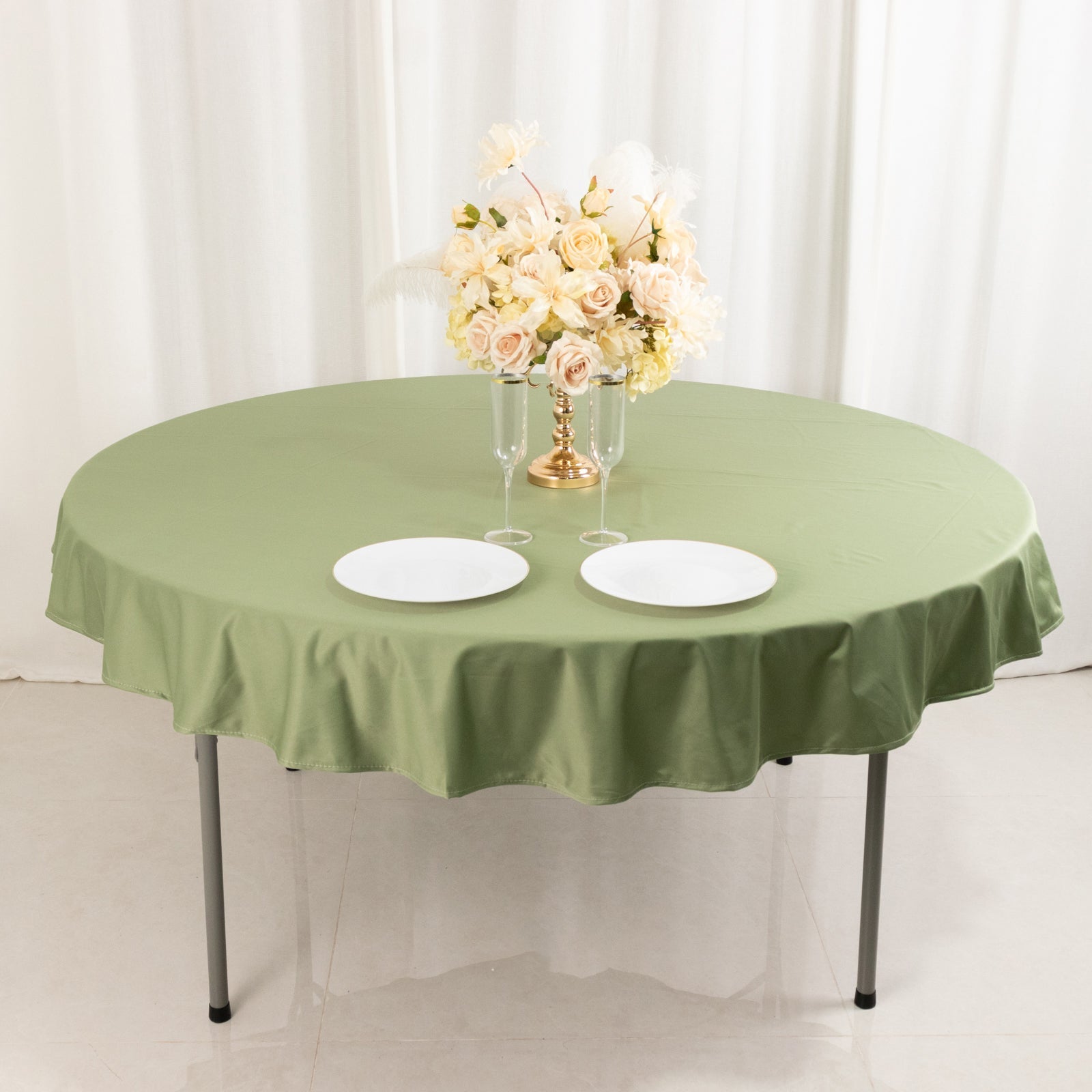 Scuba Round 70" Tablecloth Dusty Sage Green - Wrinkle Free & Stain Resistant Table Cover