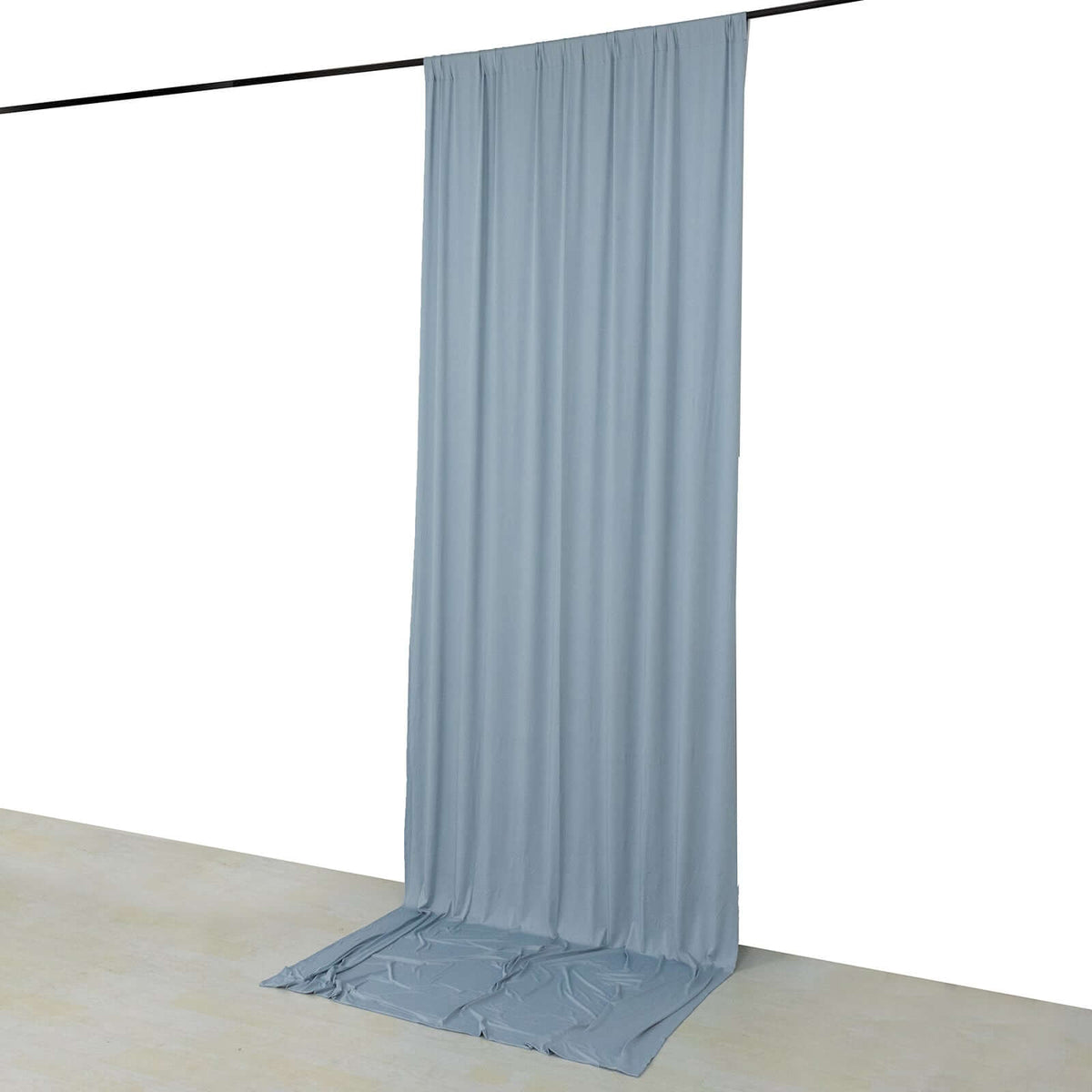 Dusty Blue 4-Way Stretch Spandex Event Curtain Drapes, Wrinkle Free Backdrop Event Panel with Rod Pockets - 5ftx12ft