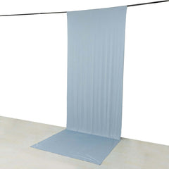 Dusty Blue 4-Way Stretch Spandex Event Curtain Drapes, Wrinkle Free Backdrop Event Panel with Rod Pockets - 5ftx14ft