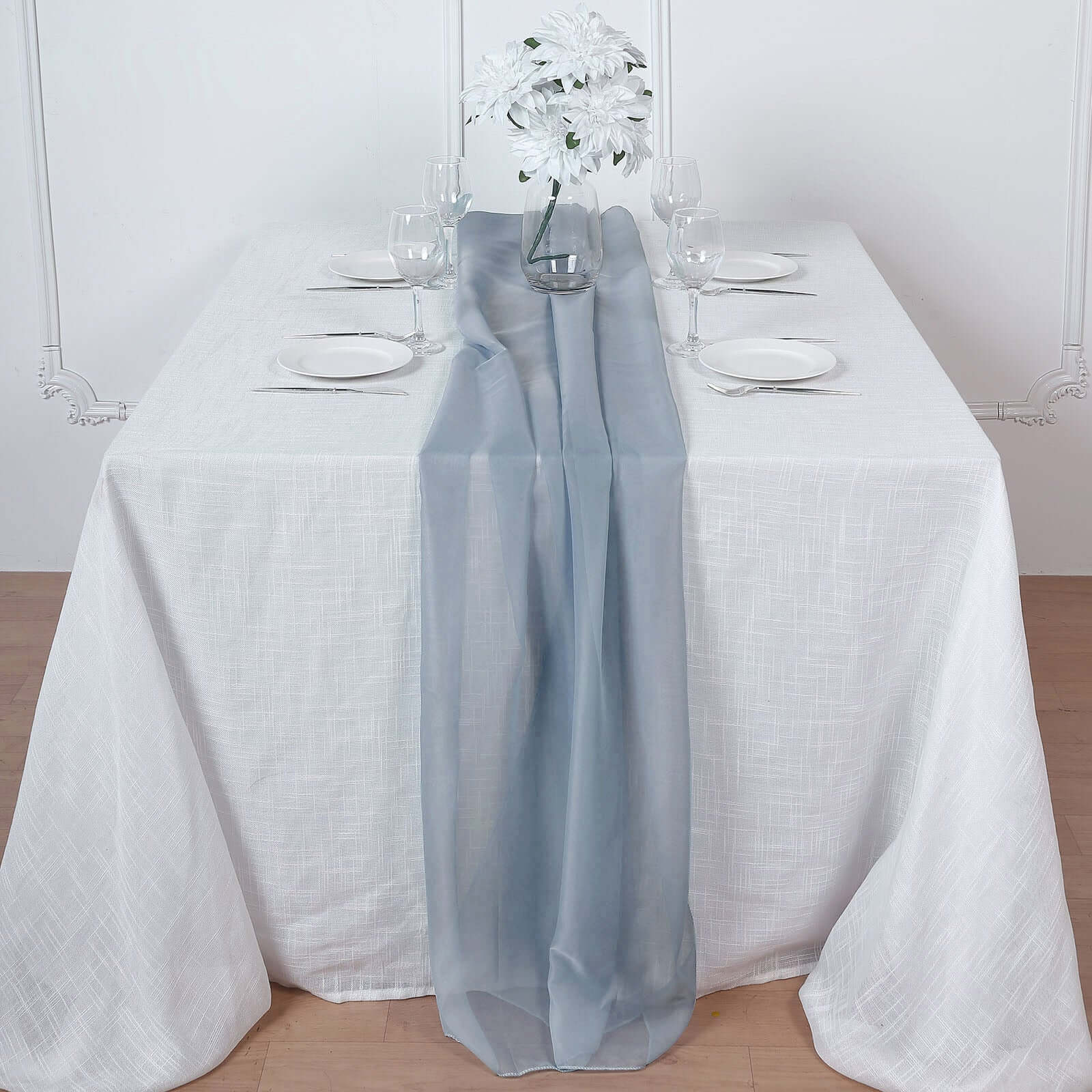 Chiffon 6ft Table Runner Dusty Blue - Flowy & Lightweight Table Decor