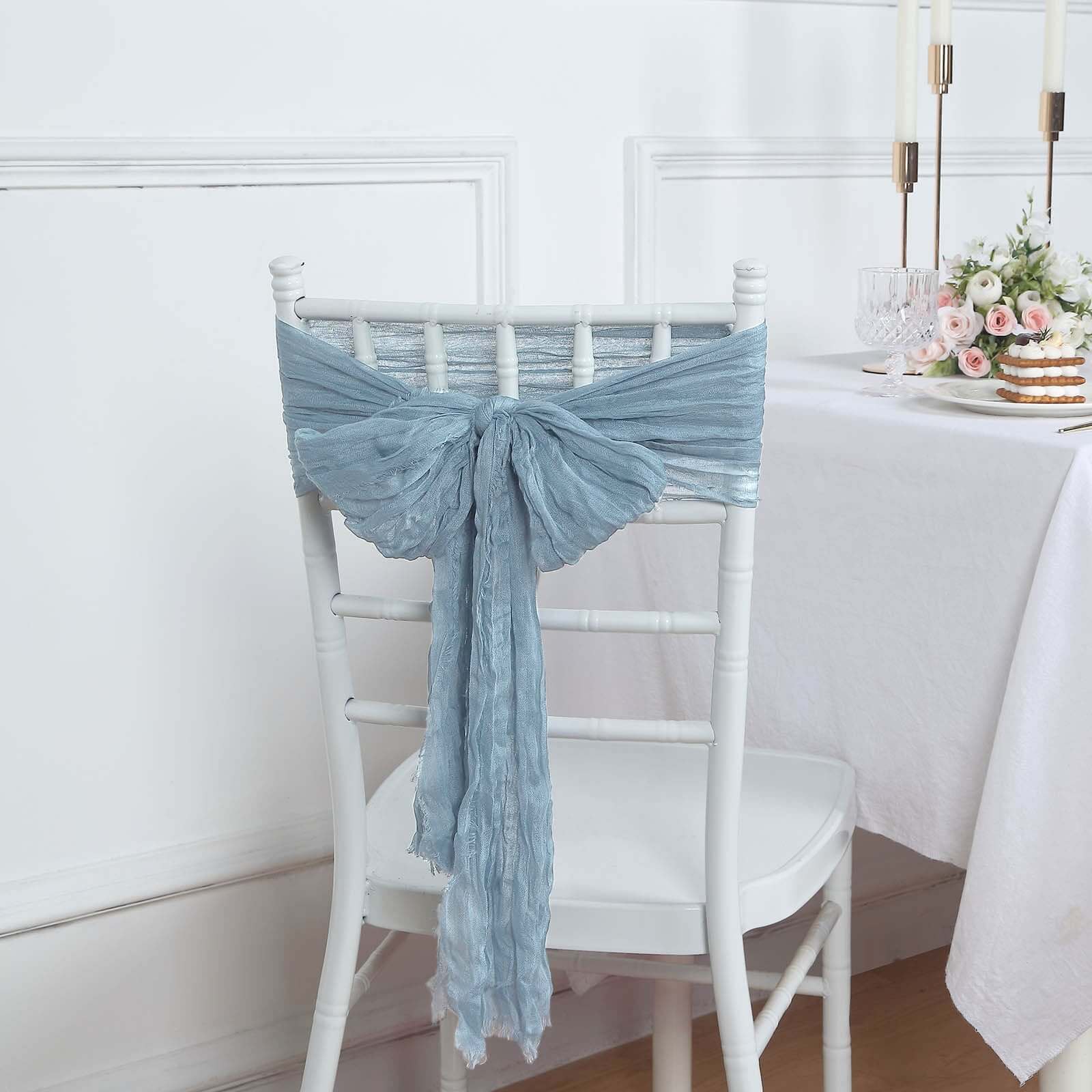 5 Pack Cheesecloth Gauze 16"x88" Chair Sashes Dusty Blue - Boho Chair Decorations