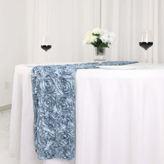 Rosette Satin 14"x108" Table Runner Dusty Blue - Grandiose Design