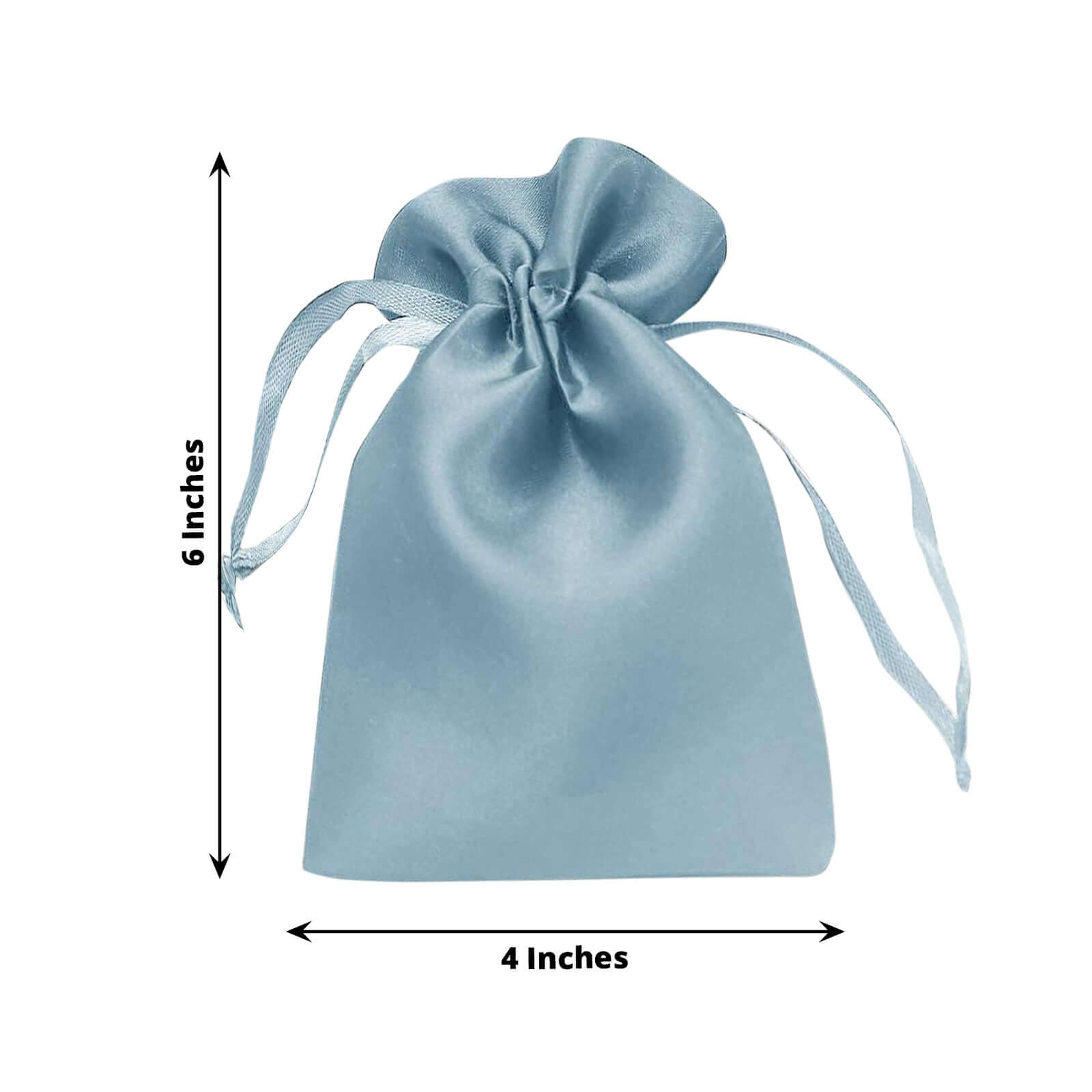 12 Pack 4"x6" Dusty Blue Satin Drawstring Wedding Party Favor Gift Bags