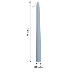 10-Pack Taper Candles Premium Wax Design Dusty Blue - Unscented Candles for Upscale Settings 10"