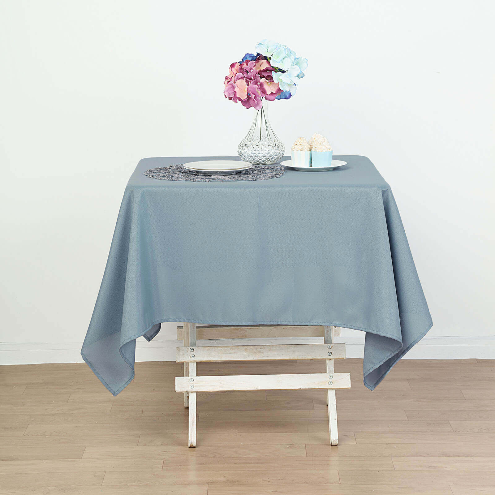 Polyester Square 54"x54" Tablecloth Dusty Blue - Wrinkle-Resistant & Durable Table Cover
