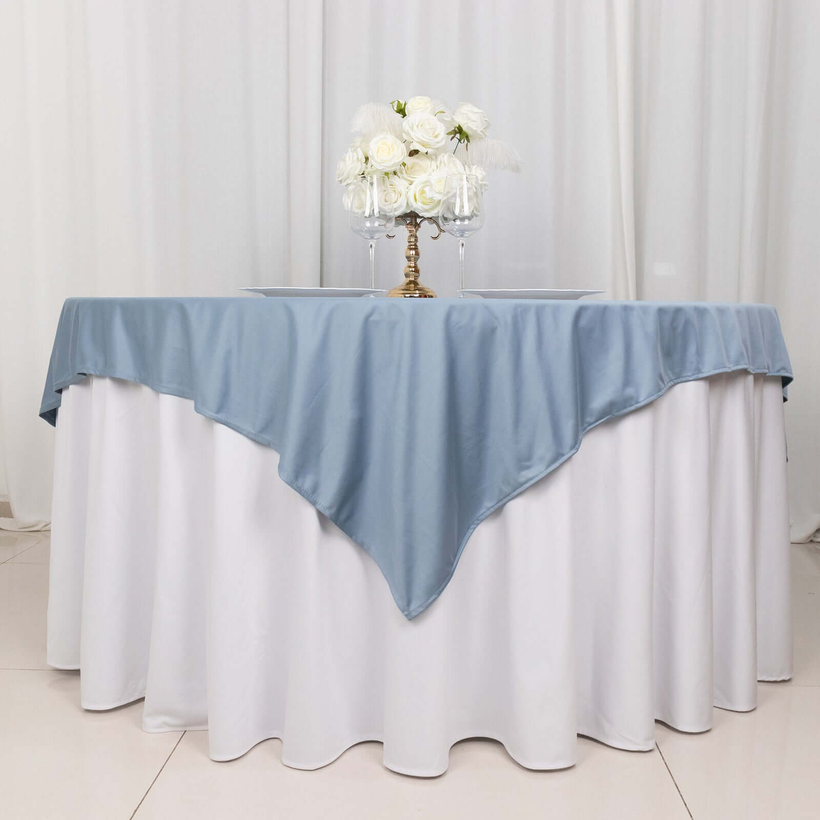 Scuba 70"x70" Table Overlay Square Tablecloth Dusty Blue - Wrinkle Free & Stain Resistant Table Cover