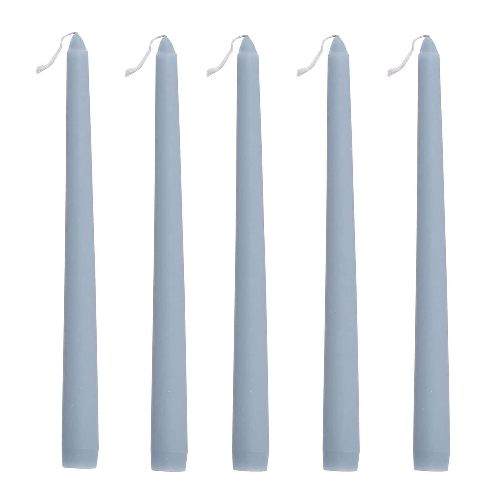 10-Pack Taper Candles Premium Wax Design Dusty Blue - Unscented Candles for Upscale Settings 10"