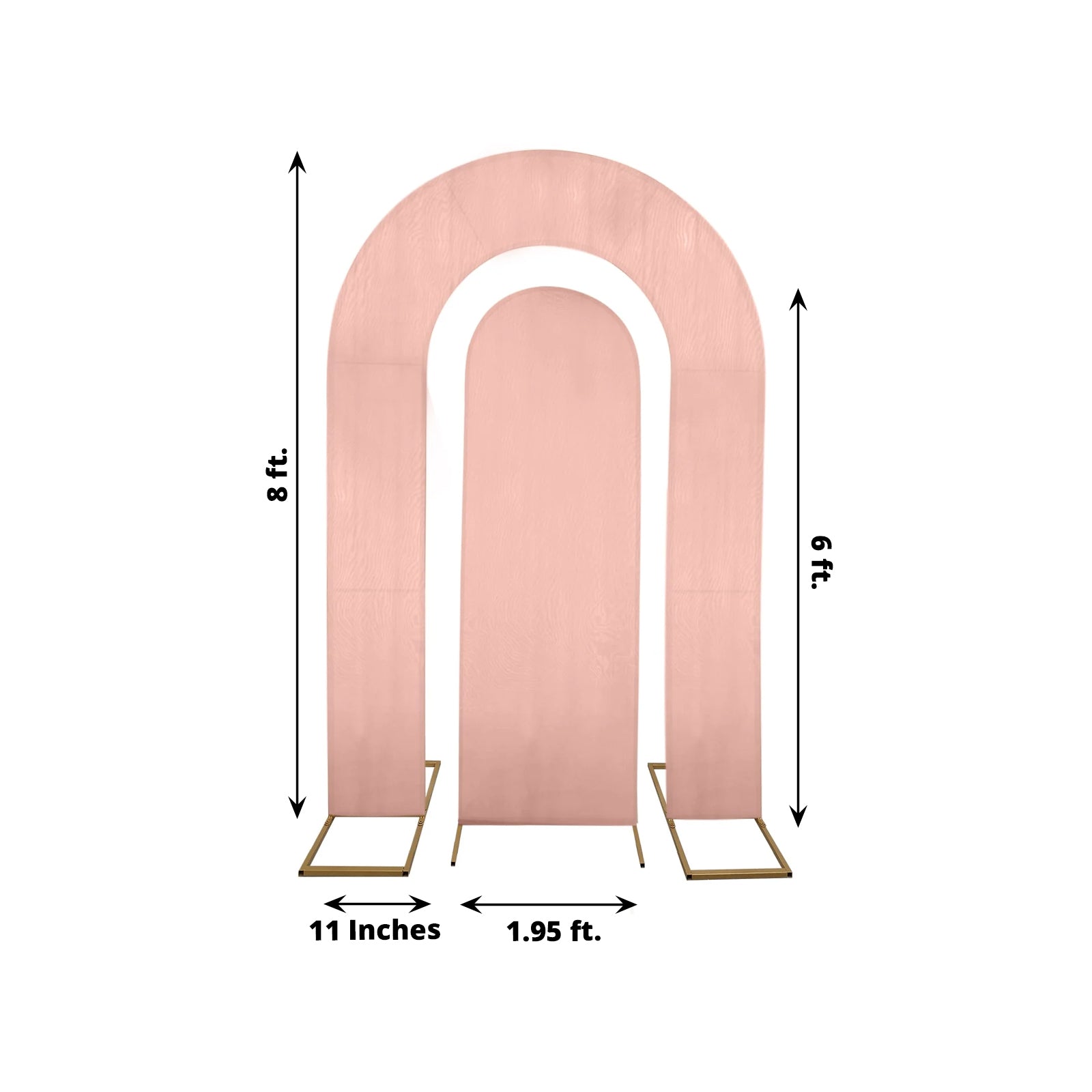Set of 2 Dusty Rose Spandex Fitted Wedding Arch Covers for Round Top and Double Arch Chiara Backdrop Stands - 6ft,8ft