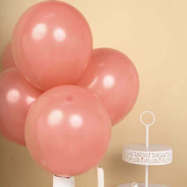 25 Pack 12" Matte Pastel Dusty Rose Helium Air Latex Party Balloons