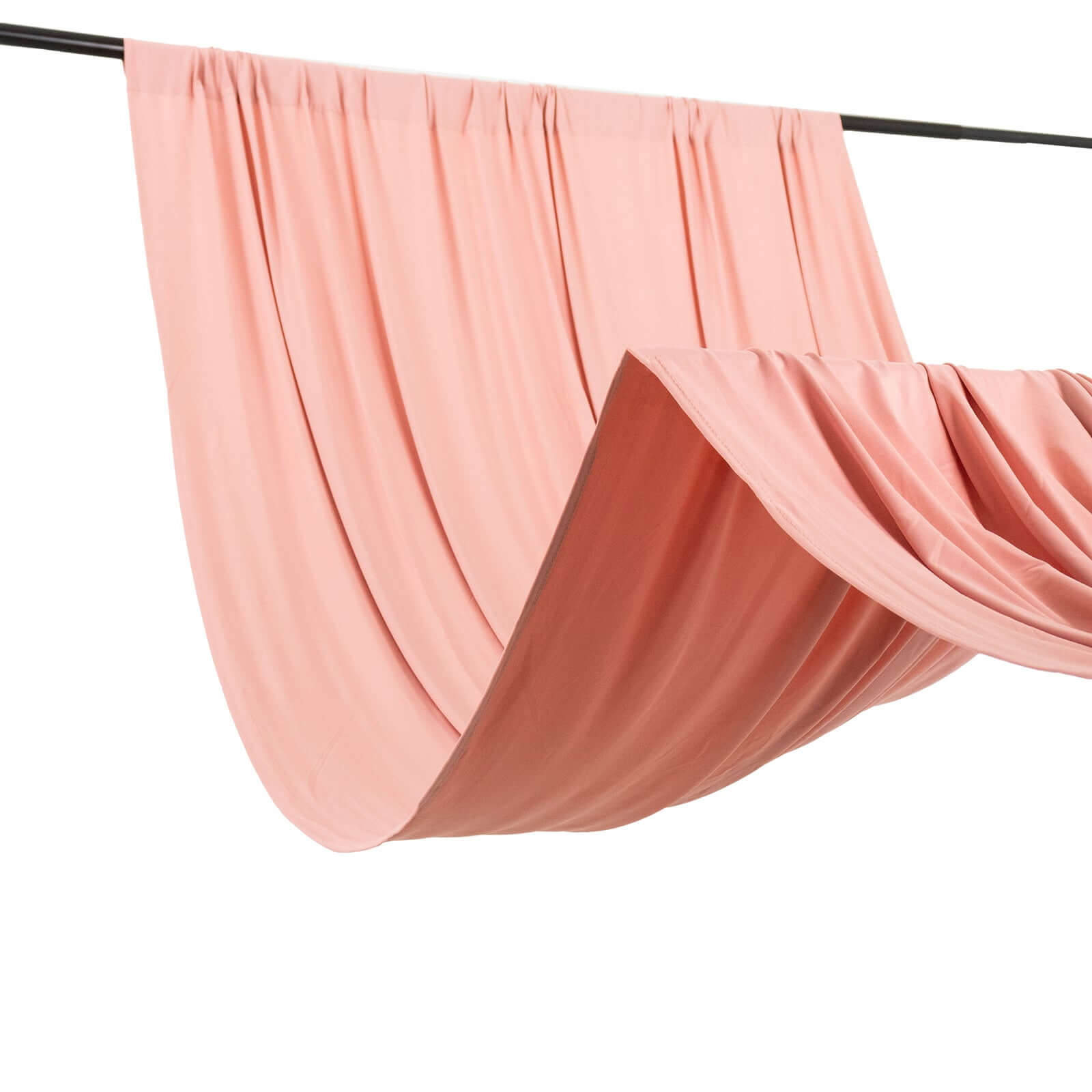 Dusty Rose 4-Way Stretch Spandex Event Curtain Drapes, Wrinkle Free Backdrop Event Panel with Rod Pockets - 5ftx16ft