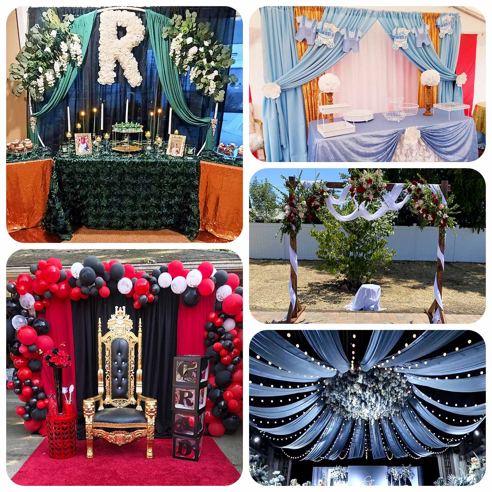 Dusty Rose 4-Way Stretch Spandex Event Curtain Drapes, Wrinkle Free Backdrop Event Panel with Rod Pockets - 5ftx16ft