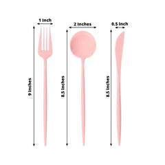 60 Pack Plastic Silverware Set, Dusty Rose Heavy Duty Disposable Sleek Utensil Cutlery