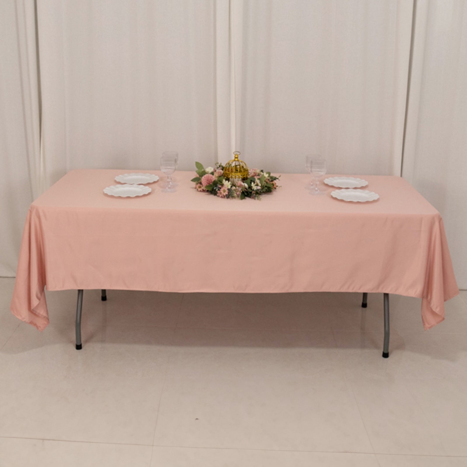 Lamour Satin 60"x102" Rectangle Tablecloth Dusty Rose - Durable & Silky Soft Feel Table Cover