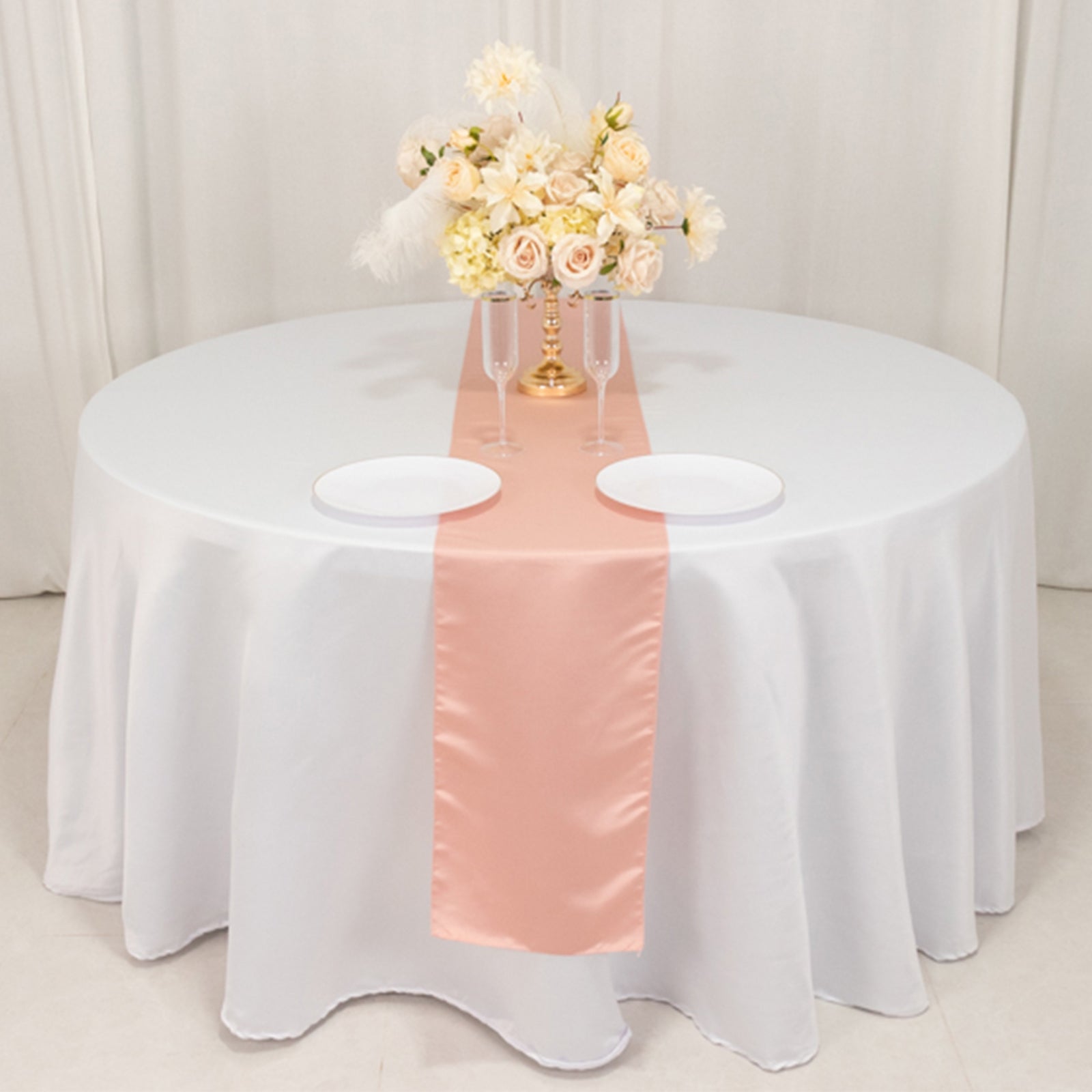 Lamour Satin 12"x108" Table Runner Dusty Rose - Smooth & Lustrous Finish