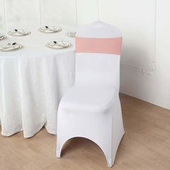 5 Pack Stretch Spandex Chair Sashes Dusty Rose - Fitted Finish Two Ply Heavy Duty Chair Bands 5"x12"