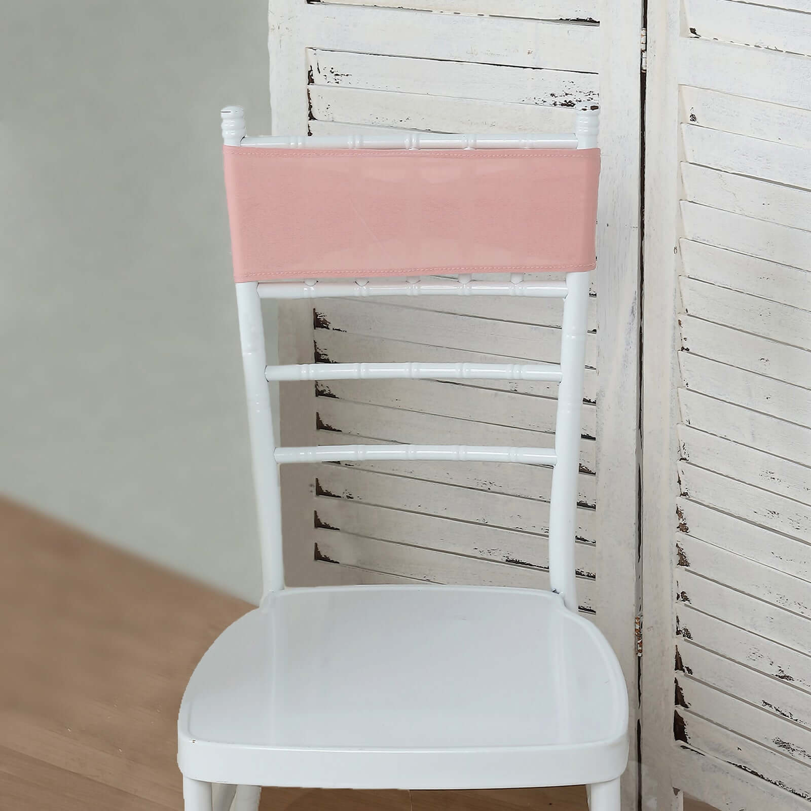 5 Pack Stretch Spandex Chair Sashes Dusty Rose - Reusable Chair Bands with Silver Diamond Ring Slide Buckle 5"x14"