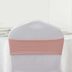 5 Pack Stretch Spandex Chair Sashes Dusty Rose - Fitted Finish Two Ply Heavy Duty Chair Bands 5"x12"