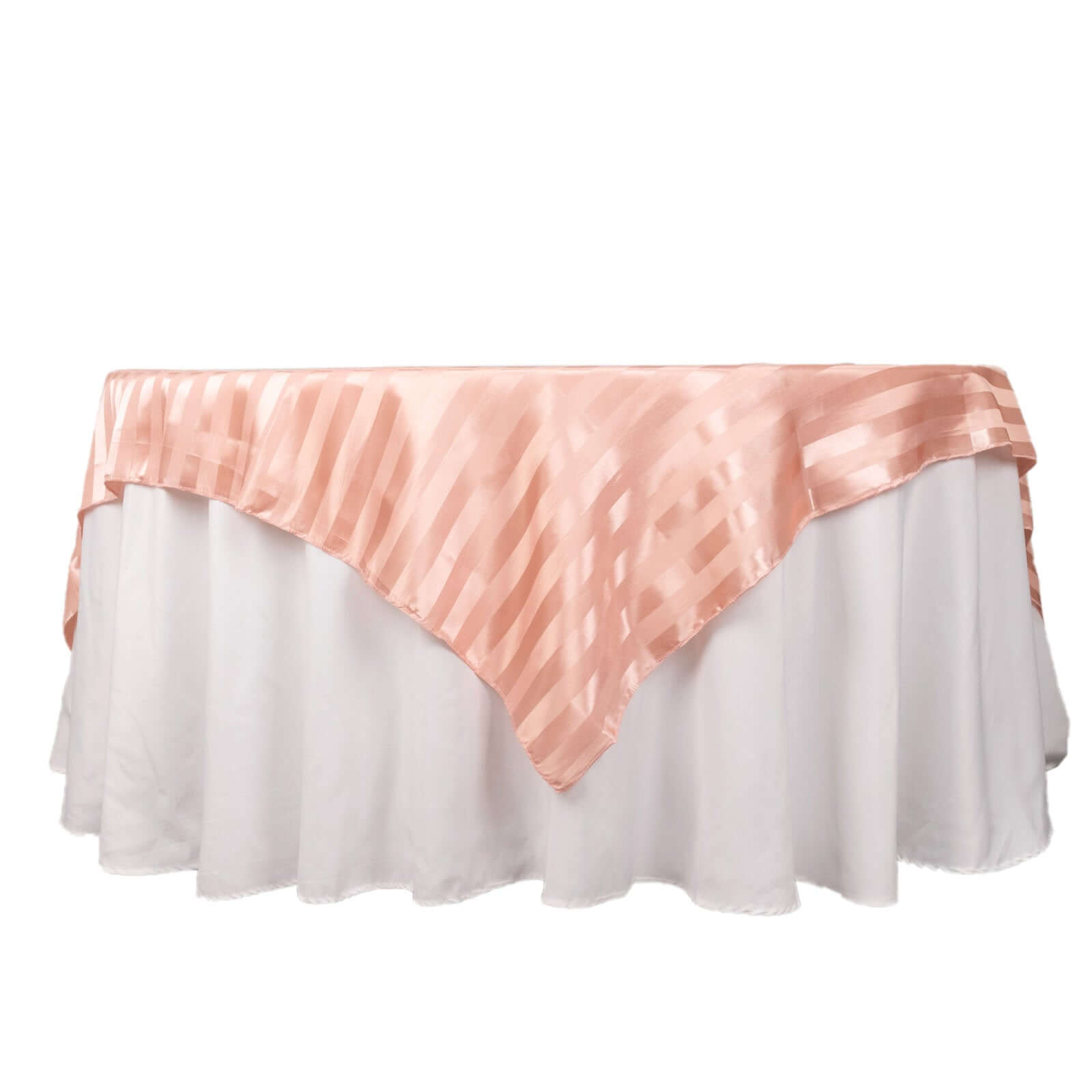 Satin 72"x72" Table Overlay Square Tablecloth Dusty Rose - Stripe Table Topper