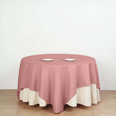Polyester 90"x90" Table Overlay Square Tablecloth Dusty Rose - Wrinkle-Resistant & Durable Table Cover