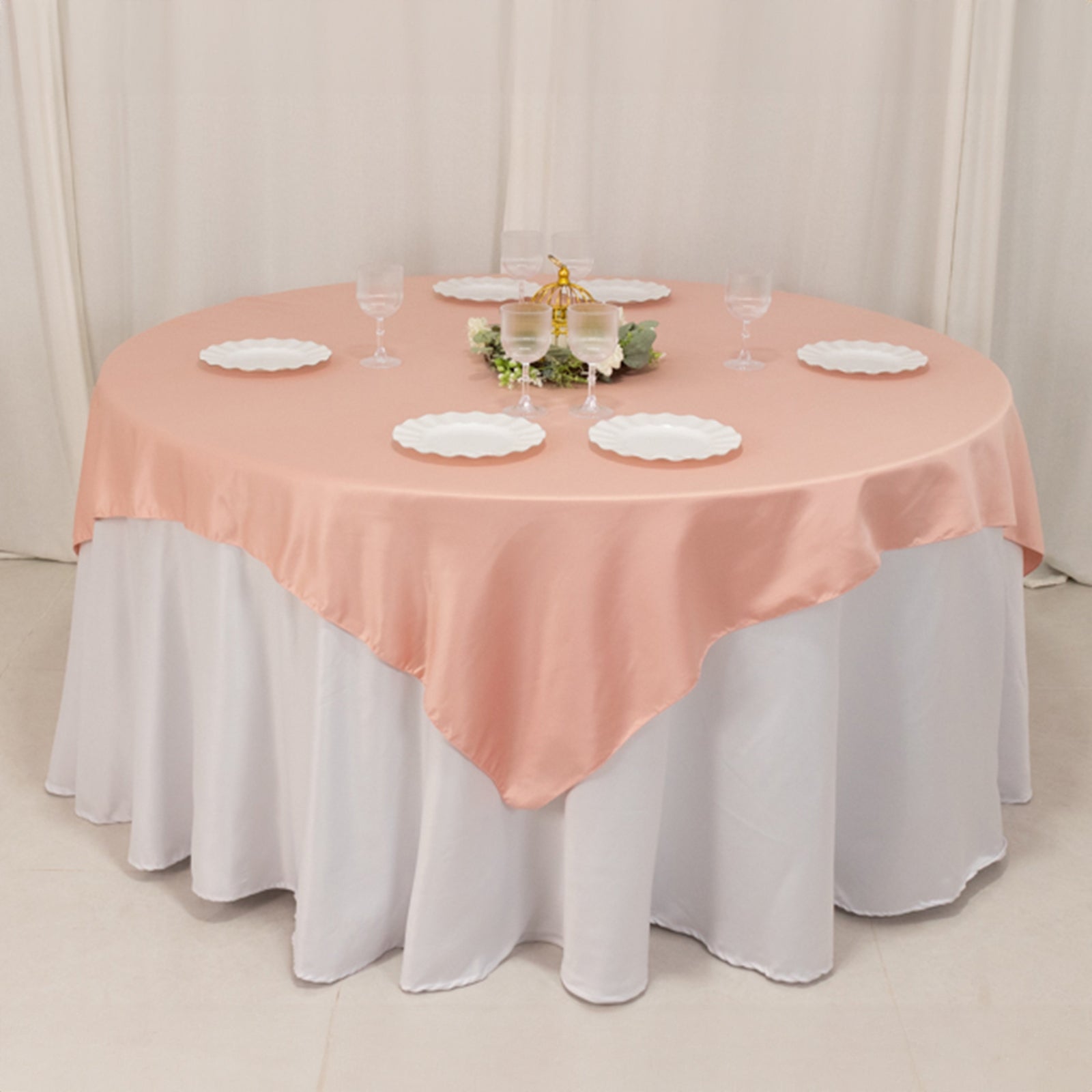 Lamour Satin 72"x72" Table Overlay Square Tablecloth Dusty Rose - Smooth Finish Table Topper