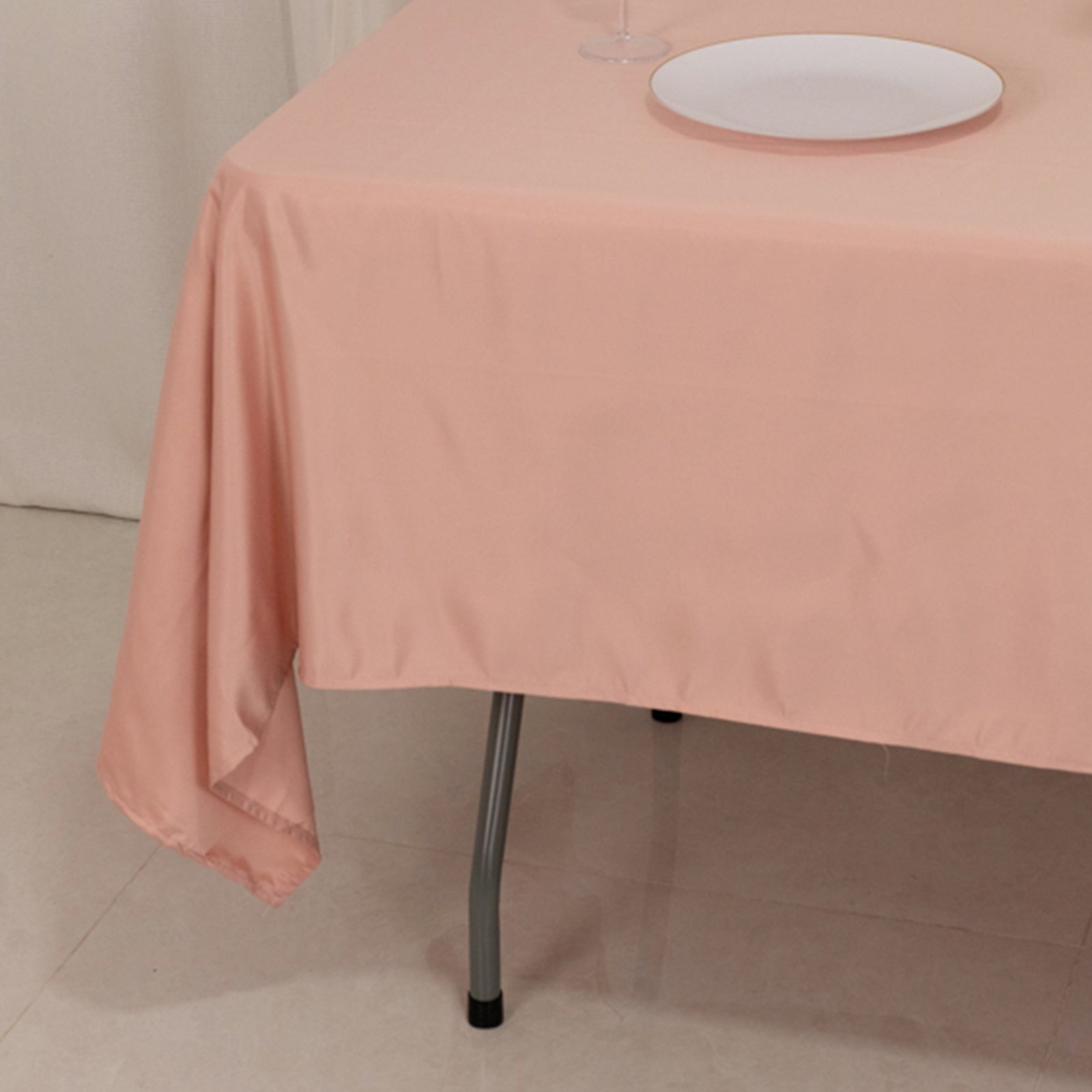 Lamour Satin 60"x102" Rectangle Tablecloth Dusty Rose - Durable & Silky Soft Feel Table Cover