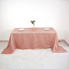 Taffeta 90"x132" Rectangle Tablecloth Dusty Rose - Seamless Accordion Crinkle Table Cover