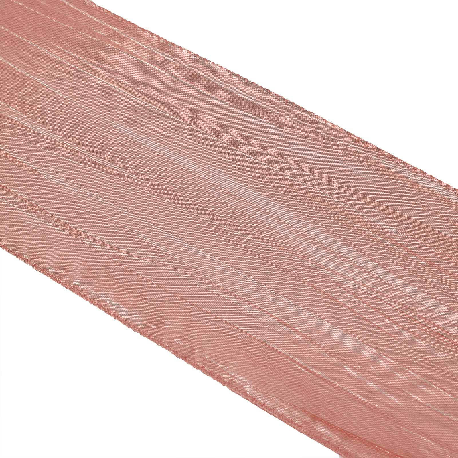 5 Pack Taffeta 6"x106" Chair Sashes Dusty Rose Accordion Crinkle Texture - Stylish Decor for Weddings & Gatherings