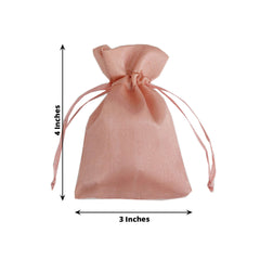 12 Pack 3"x4" Dusty Rose Satin Drawstring Wedding Party Favor Gift Bags