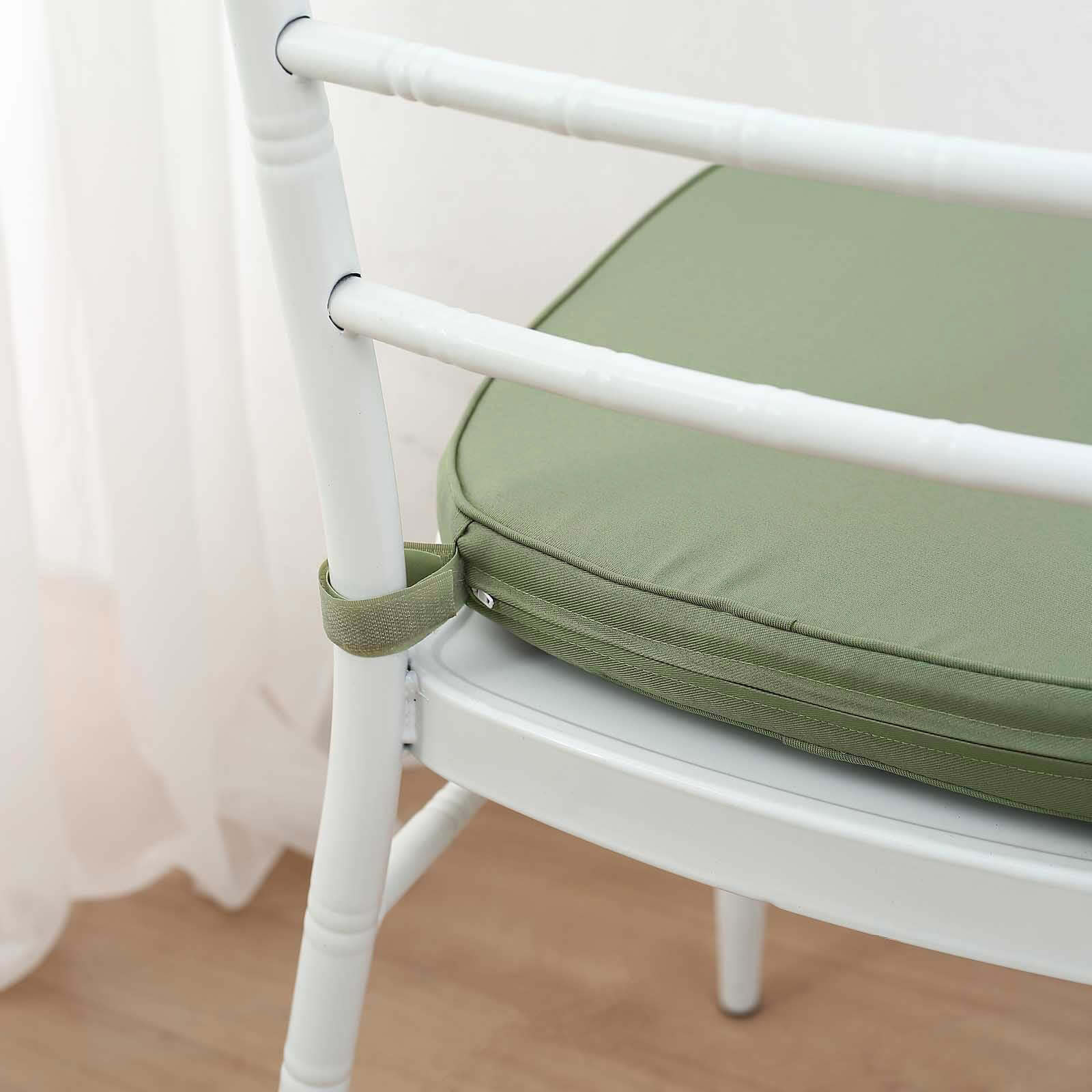 Chiavari Chair Cushion with 1.5" Thick Memory Foam and Ties Dusty Sage Green - Stylish Removable Cover for Comfort