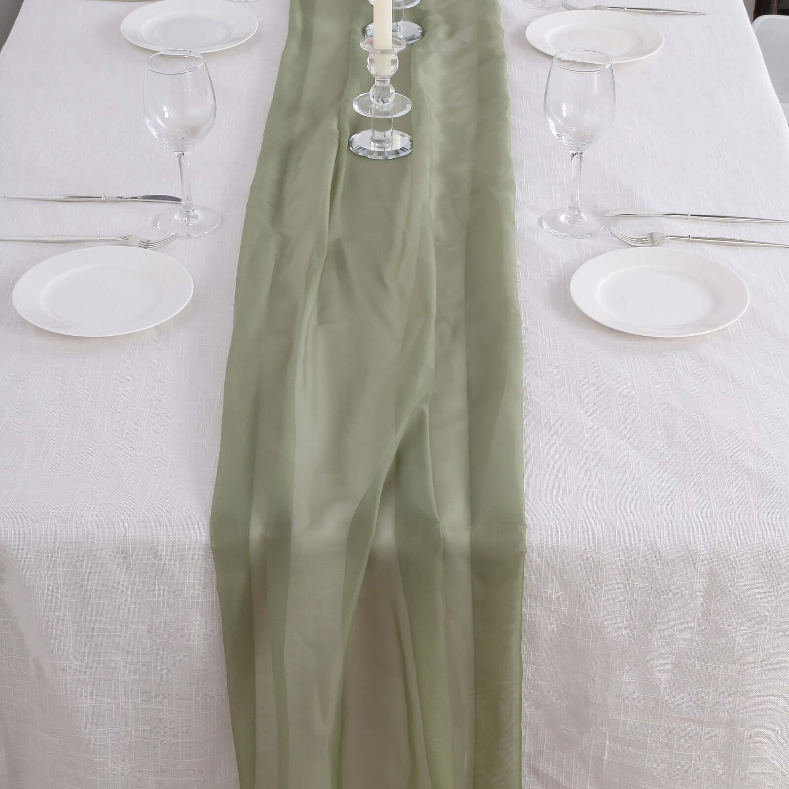 Chiffon 6ft Table Runner Dusty Sage Green - Flowy & Lightweight Table Decor