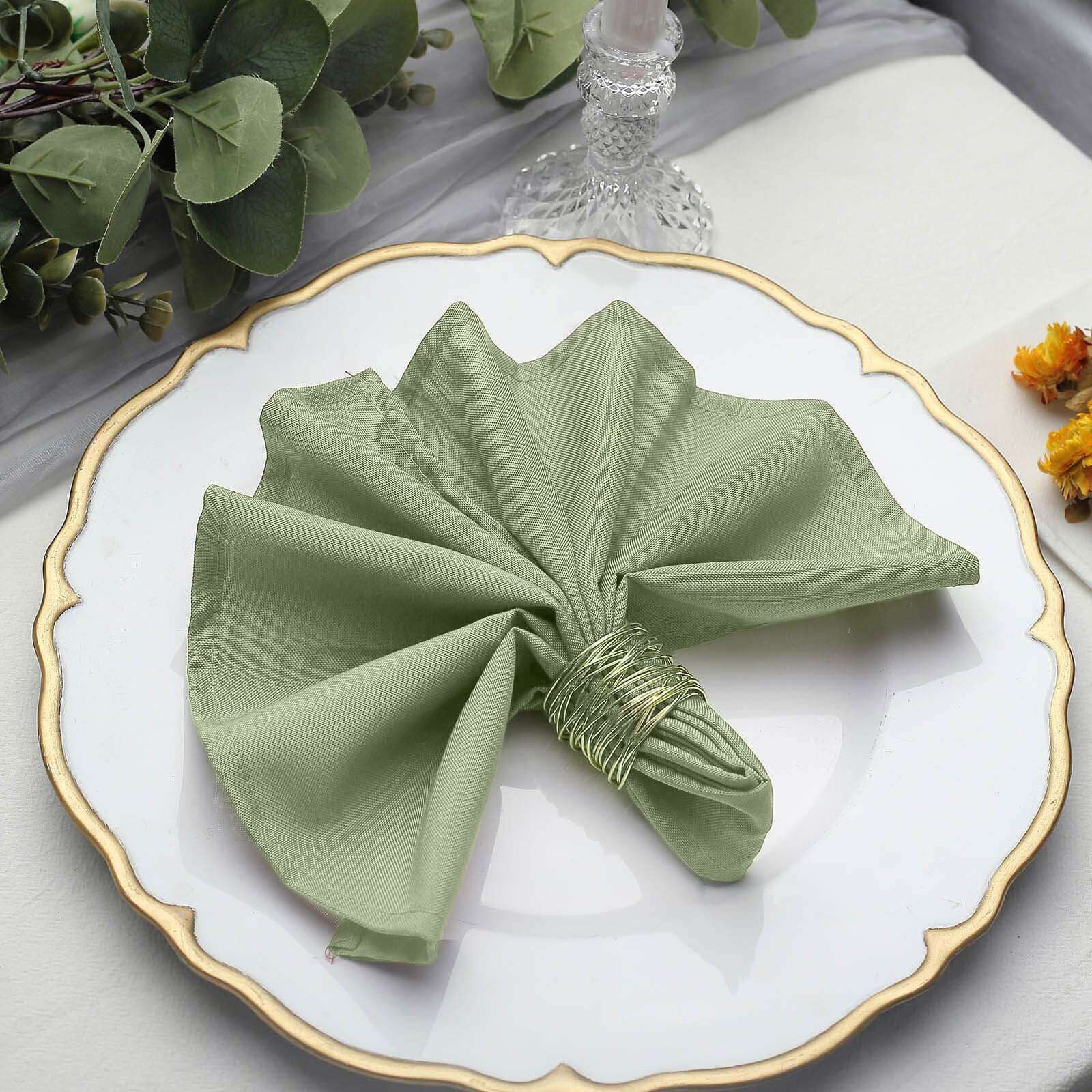 5 Pack Polyester 17"x17" Napkins Dusty Sage Green - Durable & Wrinkle Resistant Dinner Napkins