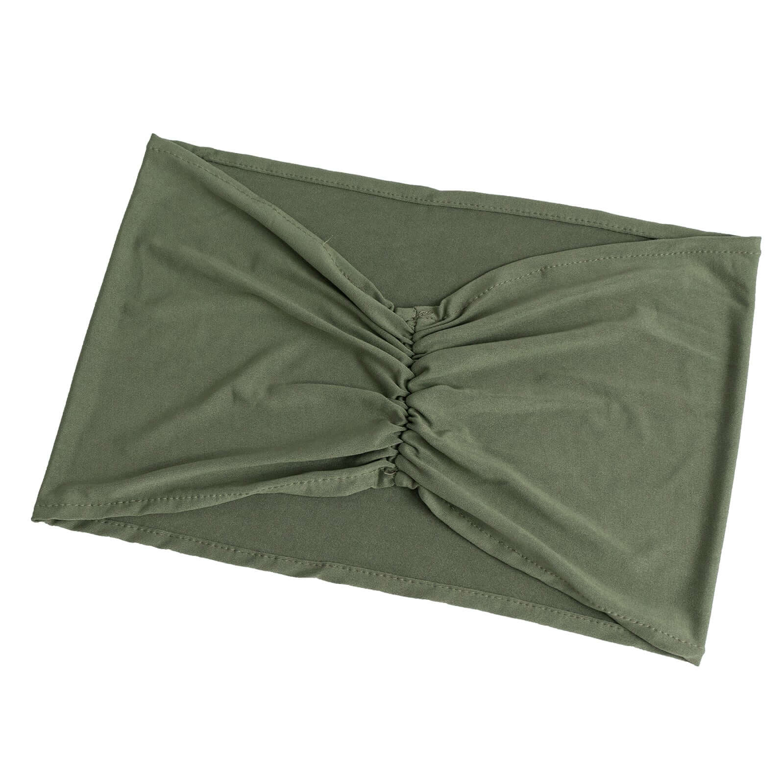 5 Pack Spandex Chair Sashes Dusty Sage Green Ruffled Style - Wide Easy to Use Stretch Chair Bands 8"x13"