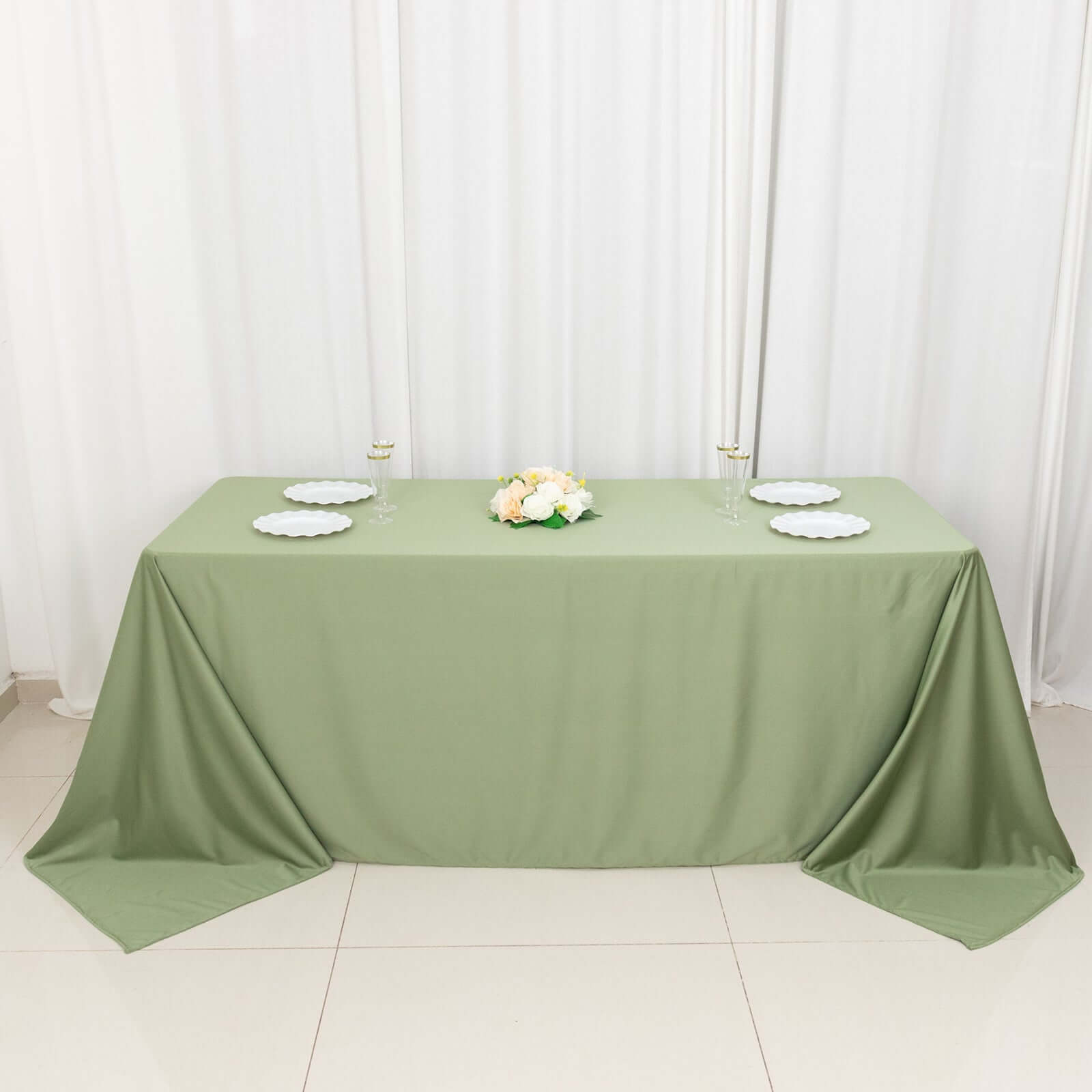 Scuba Rectangular 90"x132" Tablecloth Dusty Sage Green - Wrinkle Free, Stain Resistant & Seamless Table Cover