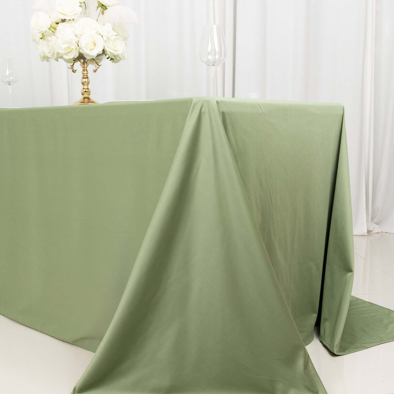 Scuba Rectangular 90"x132" Tablecloth Dusty Sage Green - Wrinkle Free, Stain Resistant & Seamless Table Cover