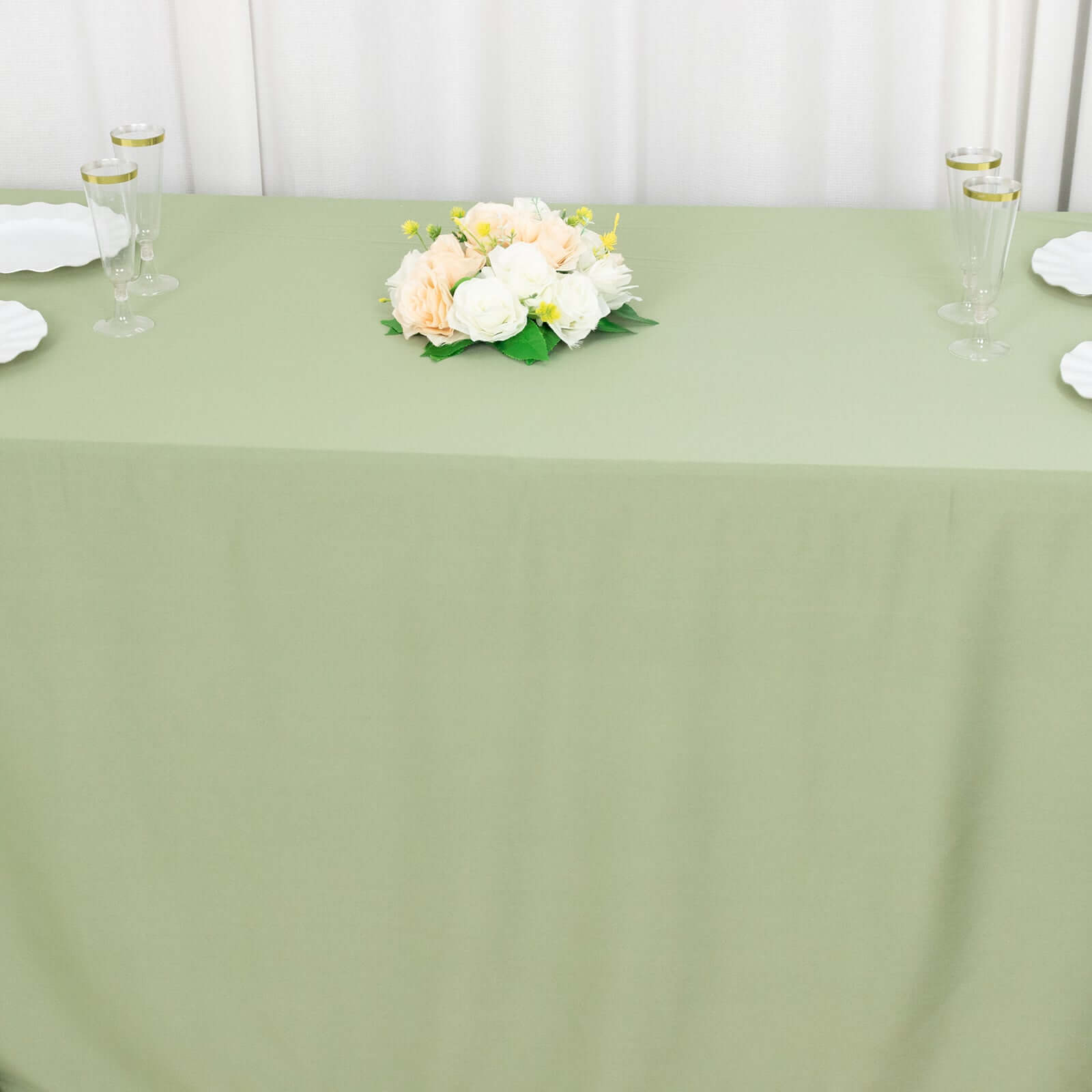 Scuba Rectangular 90"x132" Tablecloth Dusty Sage Green - Wrinkle Free, Stain Resistant & Seamless Table Cover