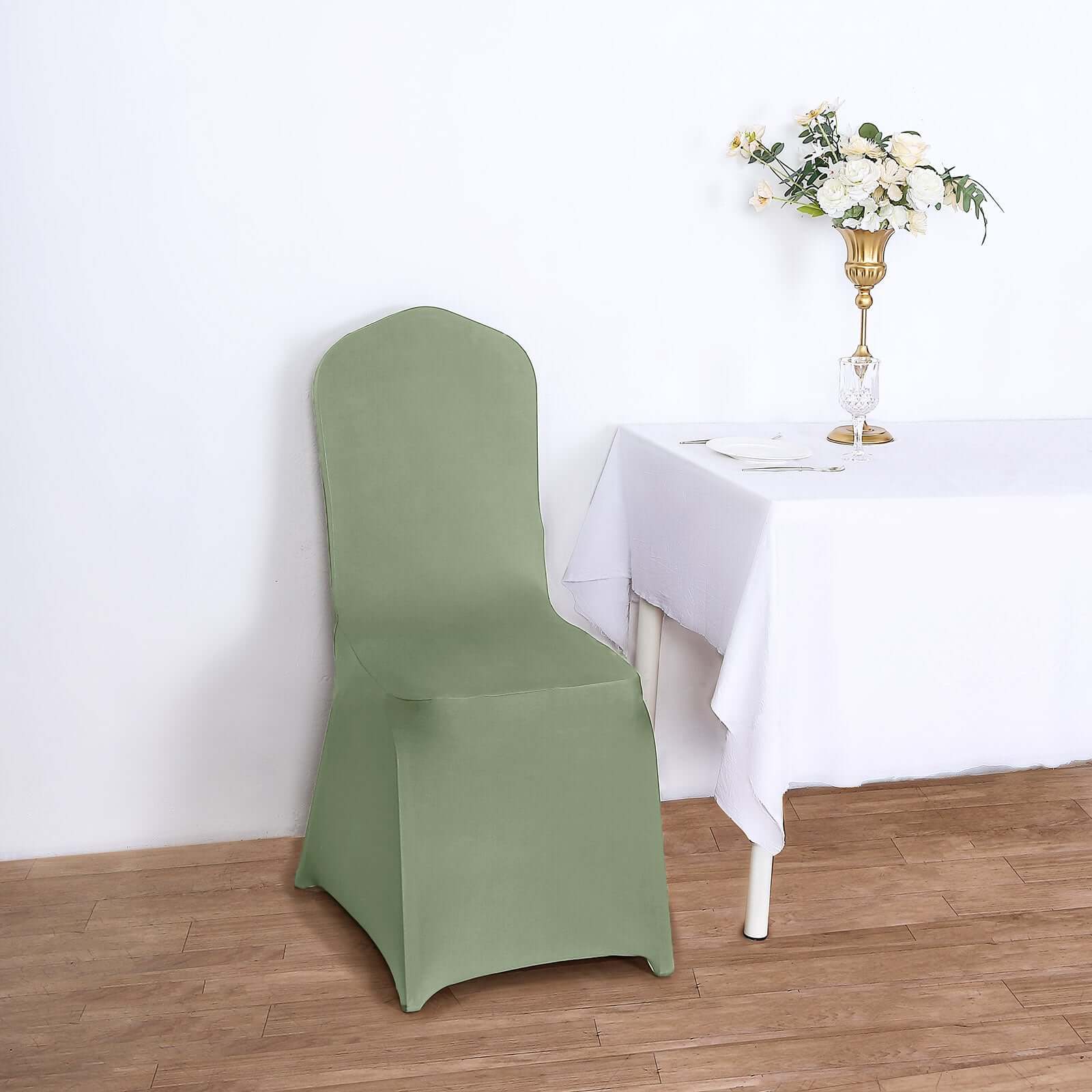 Spandex Chair Cover for Banquet Chairs Dusty Sage Green - Stretch 160GSM Fabric with Slip-On Slipcover