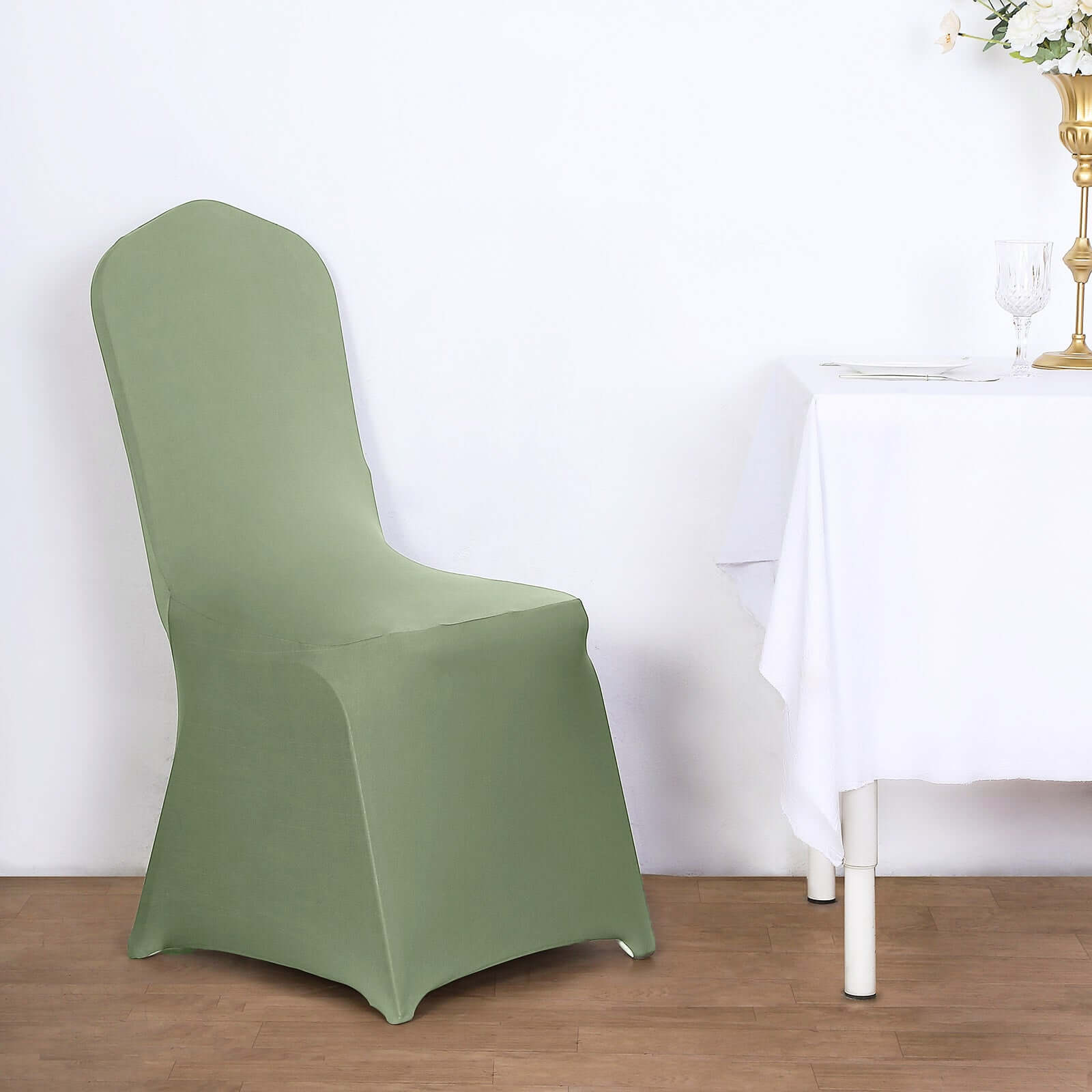 Spandex Chair Cover for Banquet Chairs Dusty Sage Green - Stretch 160GSM Fabric with Slip-On Slipcover